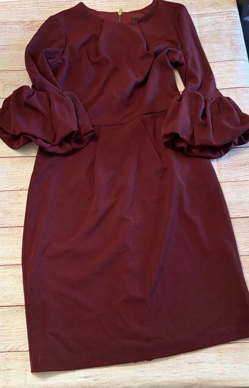 Betsy Adam Deep Purple Dress Women's 10 Quarter Sleeve Gold Zipper